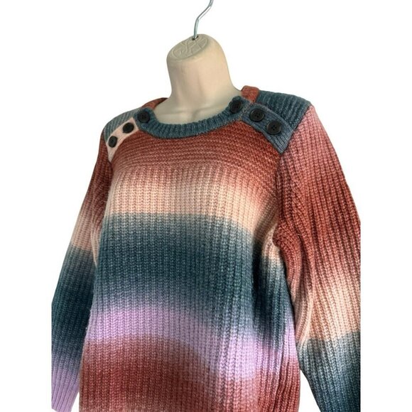 Madewell Women's Sz L Space Dyed Button Shoulder Wool & Alpaca Blend Sweater - Picture 3 of 8